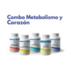 Combo metabolismo y corazón de Lebcell con cinco frascos de color blanco y eqtiquetas de diversos colores