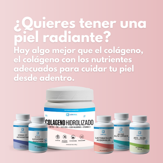 2.Banner de super pack piel radiante vip de color rossa con letras en blanco y foto de los frascos de suplementos