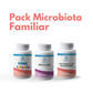 Pack microbiota familiar; Muestra de 3 frascos de suplementos.