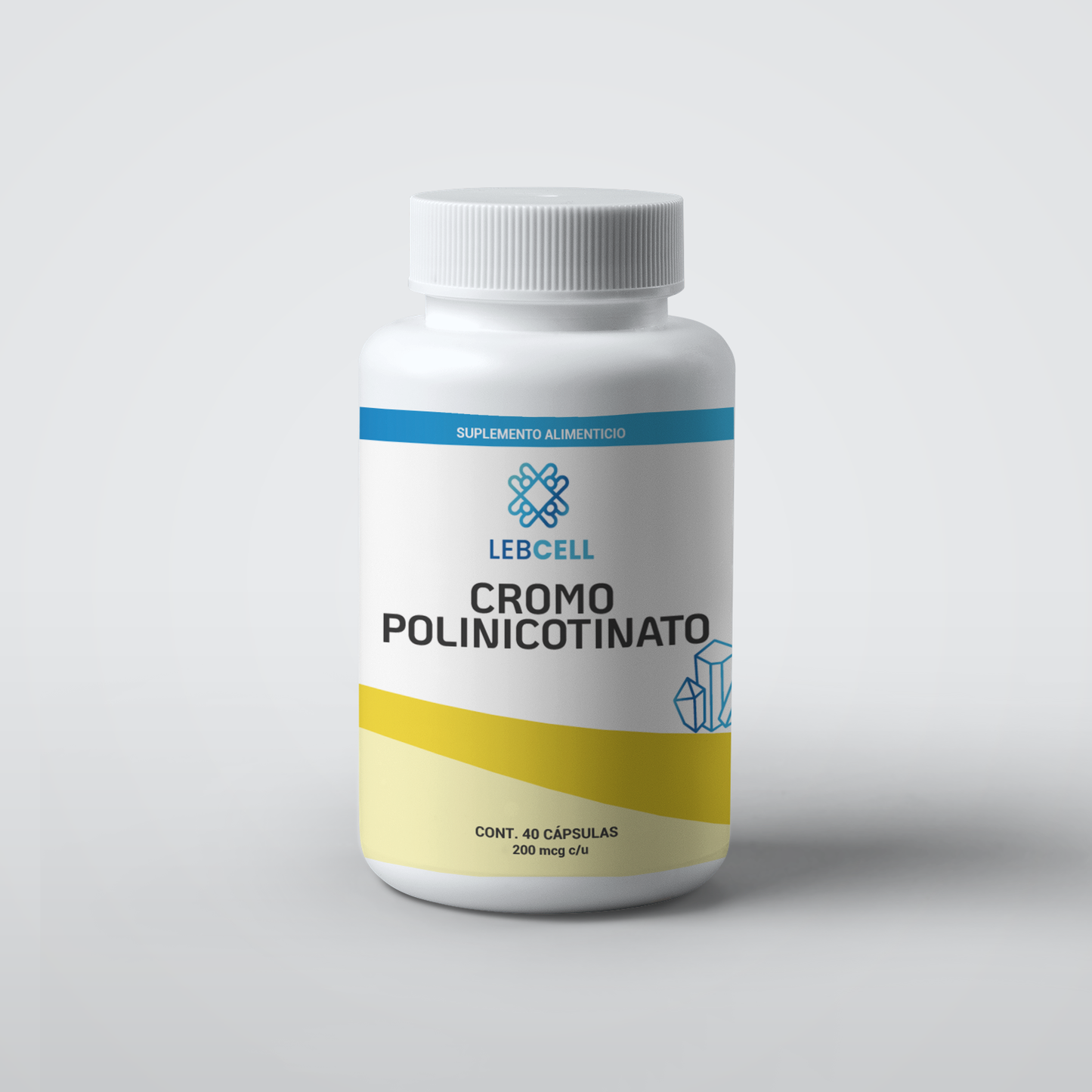 Cromo polinicotinato; Imagen de cerca de un medicamento para el metabolismo.